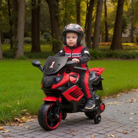 AIYAPLAY Motocicletă Electrică pentru Copii 18-36 luni, 6V, cu Roți Detașabile, Faruri și Melodii, Roșu | Aosom Romania