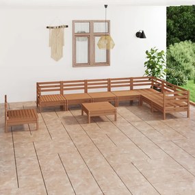 3083052 vidaXL Set mobilier de grădină, 9 piese, maro miere, lemn masiv de pin