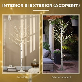 HOMCOM Lumina artificiala pentru copac de mesteacan alb, cu lumina LED pentru interior si exterior | Aosom Romania