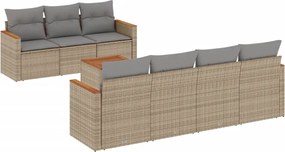 vidaXL Set canapele de grădină, 8 piese, cu perne, bej, poliratan