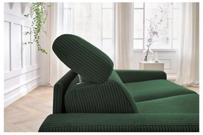 Canapea verde-închis extensibilă cu tapițerie din catifea reiată 195 cm Monaco – Bobochic Paris