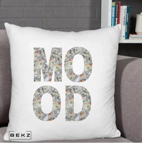 Perna Decorativa MOOD Money Grafic Urban, 40x40 cm, Alb Pufos, Husa Detasabila, Perna Inclusa, BEKZ®
