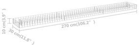 Strat inaltat gabion, 270x30x10 cm, otel galvanizat 1, 270 x 30 x 10 cm