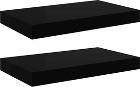 vidaXL Rafturi de perete, 2 buc., negru extralucios, 40x23x3,8 cm, MDF