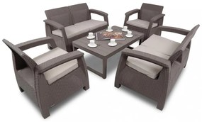 Set de mobilier de grădină Corfu Large II Lyon 6+1 în culoarea cappuccino