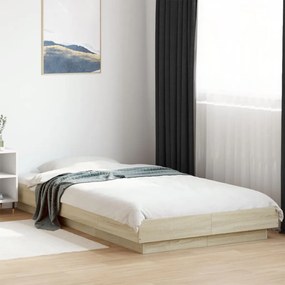 vidaXL Cadru de pat cu LED, stejar sonoma, 100x200 cm, lemn prelucrat