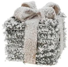 Decoratiune Snowy Gift din ratan, verde, 17x17 cm