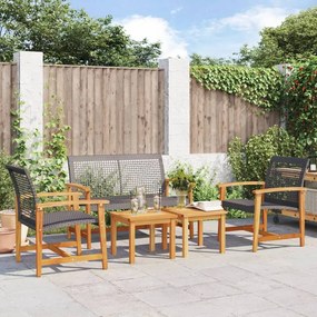367604 vidaXL Set mobilier de grădină, 5 piese, poliratan negru/lemn acacia