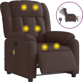 vidaXL Fotoliu electric de masaj rabatabil, maro închis, textil