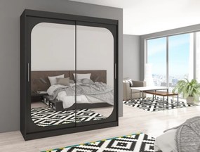 Dulap cu usi glisante si oglinda, 180x215 cm, Arizona, ADRK Furniture (Culoare: Negru)