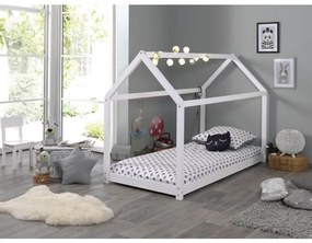 Pat Căsuță , Alb, 90 x 200 cm (Pin Masiv) – CABANE – Vipack