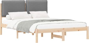 vidaXL Cadru de pat cu tăblie tapițată Gri deschis 135 x 190 cm