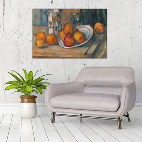 Tablou - Paul Cézanne, Still Life with Milk Jug and Fruit, reproducere (90x60 cm)