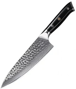 Cutitul bucatarului Teshiro, otel damasc 67 straturi, HRC 60, lungime lama 20 cm