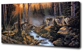 Tablou pe pânză canvas Haită de lupi