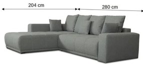 Coltar Extensibil Cu Otoman Stanga Otis, 5 Locuri, Lada Depozitare, Gri, 280 Cm