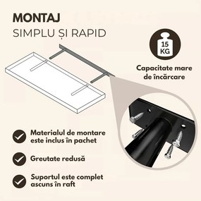 Poliță de perete FIGO + consolă, 90cm, stejar închis Casaria