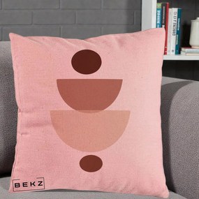 Perna Decorativa Geometric Boho Balance, 40x40 cm, Roz, Husa Detasabila, Perna Inclusa, BEKZ®