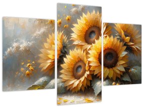 Tablou - Pictură cu floarea-soarelui (90x60 cm)