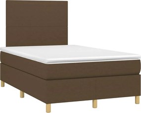 vidaXL Pat box spring cu saltea, maro închis, 120x190 cm, textil
