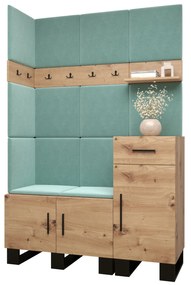 Set mobilier pentru hol Amanda 10 (Stejar artisan + verde). 1085940