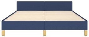 Cadru de pat cu tablie, albastru, 140x200 cm, textil Albastru, 140 x 200 cm, Benzi verticale