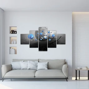 Tablou cu bile abstracte albastre (125x70 cm), în 40 de alte dimensiuni noi