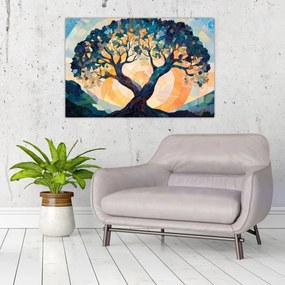 Tablou – Mozaic – soare și arbore II. (90x60 cm)