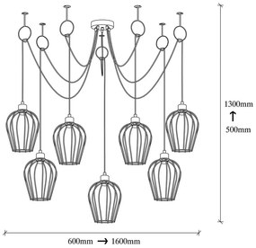 Lustră de 6 becuri Opviq lights Tel, negru