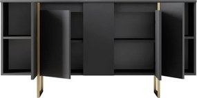 Consola, Hanah Home, Luxe, 160x35x80 cm, Antracit / Aur