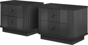 Set de noptiere Vesper 56 cm cu mânere aurii - negru