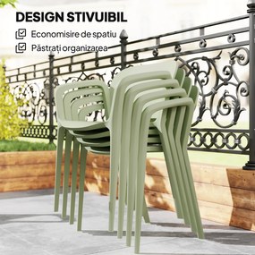 Outsunny Set de 4 Scaune Suprapozabile pentru Grădină, 60x56x75 cm, Verde | Aosom Romania