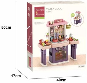 Set de bucatarie si baie de jucarie 2 in1, 43 piese