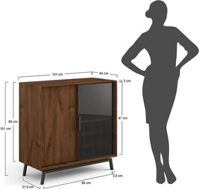 Comodă stejar masiv Bar Madison și Sticlă, 101 × 45 × 101 cm