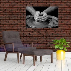 Tablou alb negru - producția de ceramică (90x60 cm)