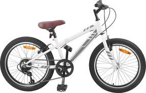 vidaXL Bicicletă Montană 20 Inci 6-Speed pentru 5-8 ani Alb