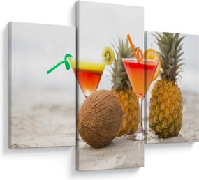Tablou cu ananas și pahare pe plajă (90x60 cm)