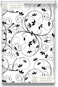 Roletă textilă Floral 8018 alb-negru cu model floral abstract