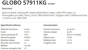 Aplica de perete cu spot directionabil design modern Robby negru