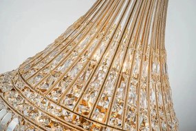 Candelabru din metal, auriu, în stil Empire, cu cristale din sticlă și 12 becuri, 135 x 80 cm, „Colosseo”