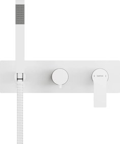 Baterie albă pentru duș încastrată (3 ieșiri) Pax – Sapho