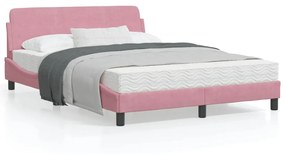 373177 vidaXL Cadru de pat cu tăblie, roz, 140x190 cm, catifea