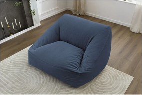 Fotoliu bean bag albastru închis cu tapițerie din catifea reiată Lilibet – Bobochic Paris