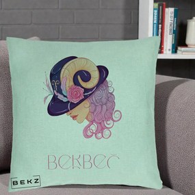 Perna Personalizata Zodie Berbec, 40x40 cm, Verde Menta, Husa Detasabila, Perna Inclusa, BEKZ®