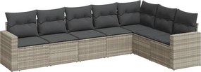 vidaXL Set canapele de grădină cu perne, 7piese gri deschis poliratan