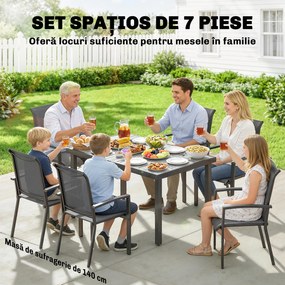 Outsunny Set Mese de Exterior cu Scaune Stivuibile, Gri | Aosom Romania