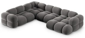 Colțar gri cu tapițerie din catifea (cu colț pe partea stângă/în formă de "U") Loretto – Cosmopolitan Design