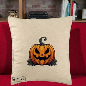Perna Decorativa Halloween Jack-o'-Lantern Infricosator, 40x40 cm, Bej, Husa Detasabila, Perna Inclusa, BEKZ®