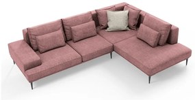 Canapea extensibilă cu șezlong dreapta Interieurs 86 Liege, roz