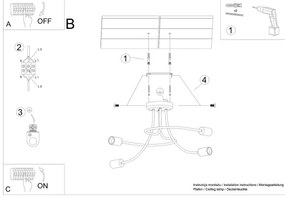 Lustră pe tijă Sollux SL.1455 LEVAR 4xE27/15W/230V negru